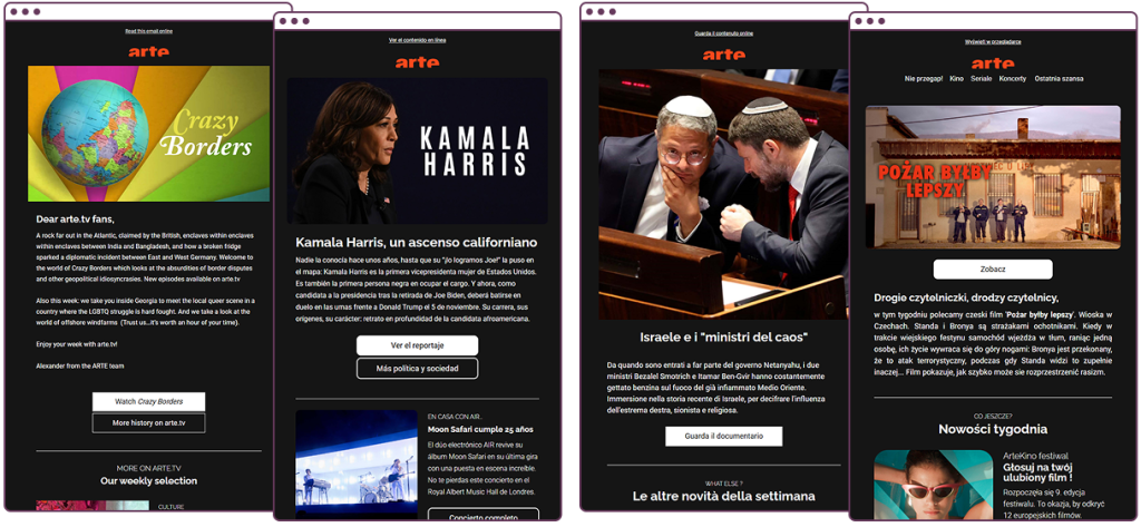 Weekly newsletters and push notifications (app) on programme highlights